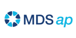 Highly detailed digital illustration of MDS ap logo with vibrant blue shades representing healthcare technology.